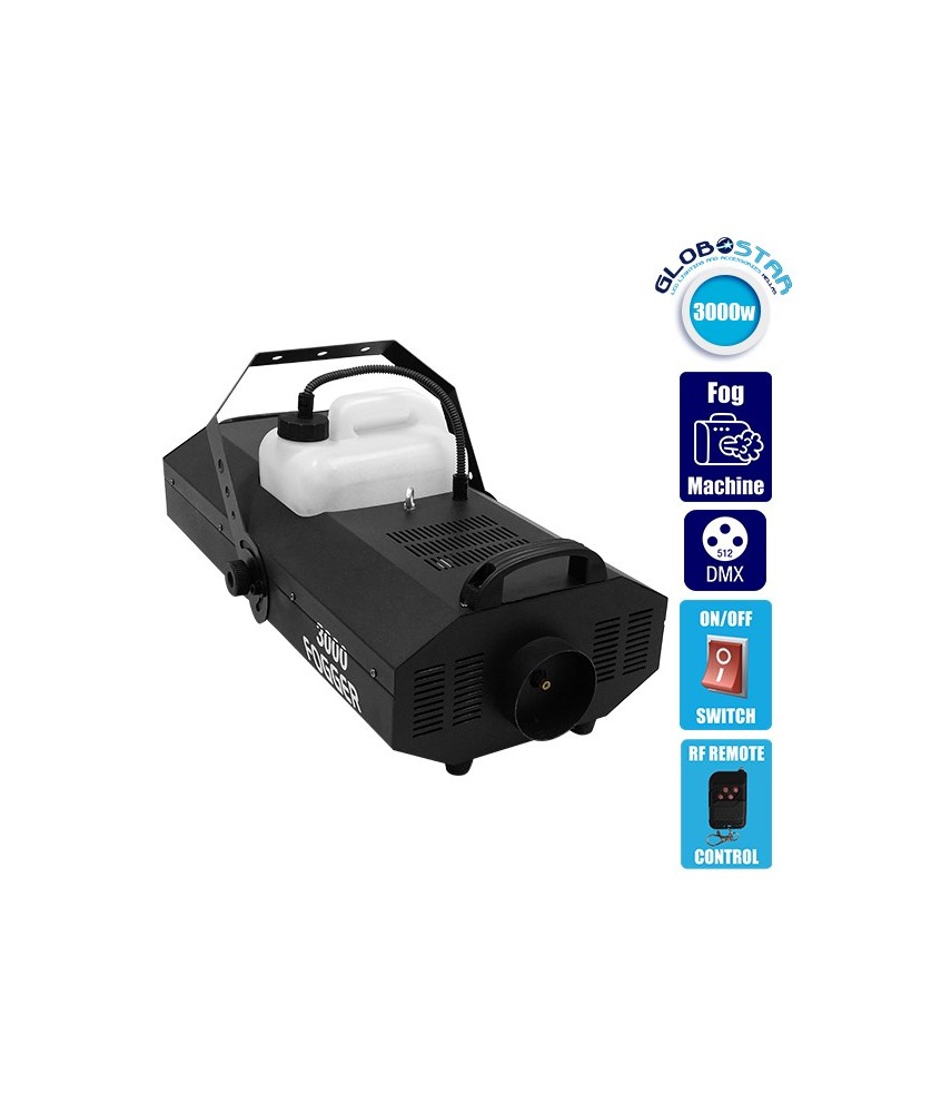 GLOBOSTAR® SMOKIE 51146 Stage Μηχανή Καπνού 3000W AC 220-240V IP20 DMX512 Protocol & RF Ασύρματο Χειριστήριο - Μ69x Π30 x Υ17cm - 1 Χρόνο Εγγύηση